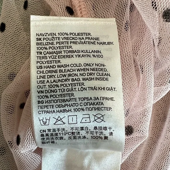 H&M Light Pink Sheer Ruffle Polka Dot Shirt Women’s Size L Top - Picture 6 of 6